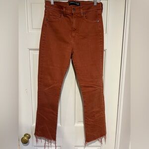 Veronica Beard Carly cropped denim pants in burnt orange color